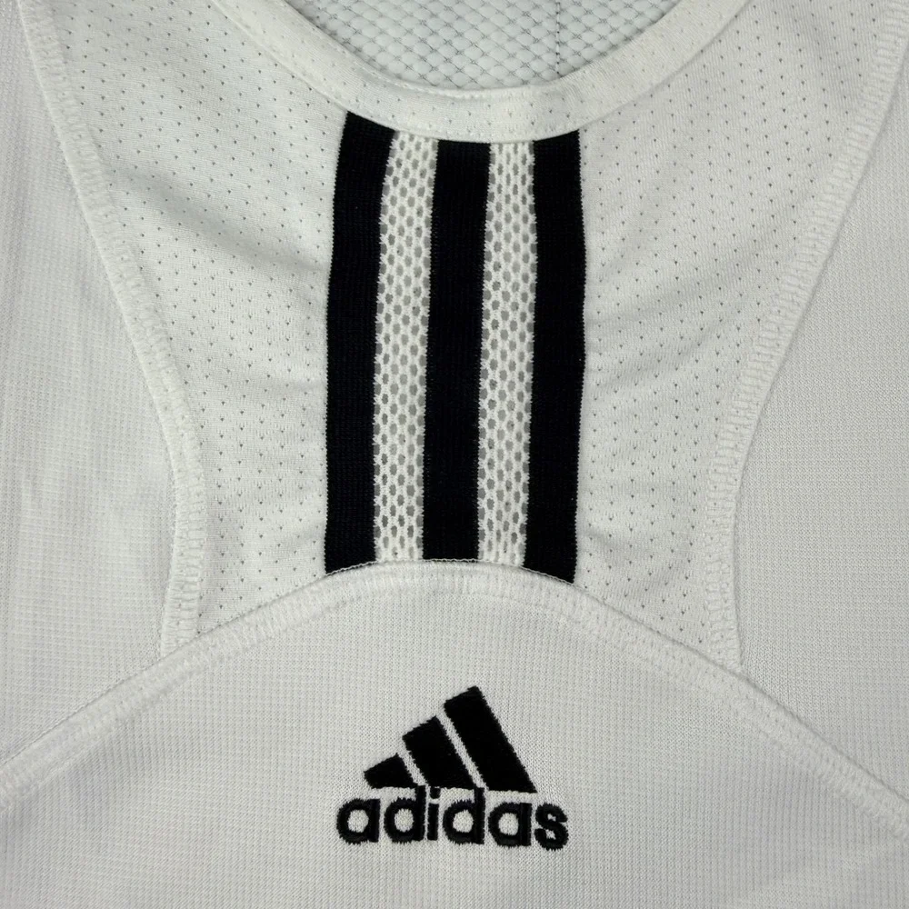 Adidas‎ Men's L Large White Black 3-Stripe Mesh Panel Performance Training Shirt
